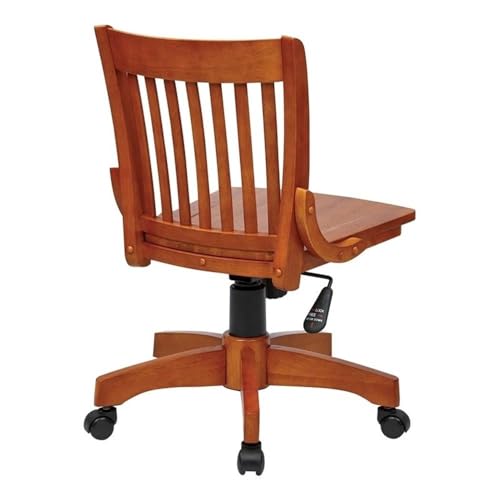 Pemberly Row Traditional Wood Armless Office Chair in Medium Brown Pemberly Row