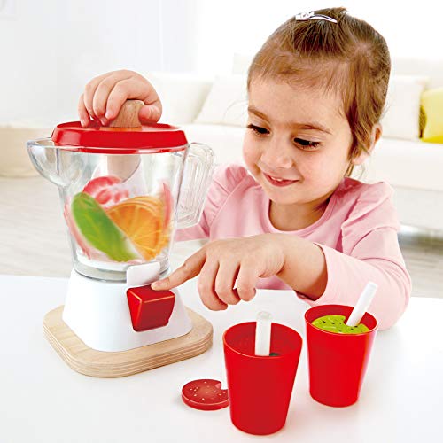 Hape Smoothie Blender | Multicolor Kitchen Smoothie Machine Play Set Complete with Cups & Straws, 9.44 Inch Hape