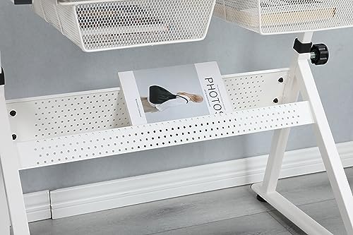 Landpink Glass Drafting Table Art Desk – Adjustable Professhional Artwork Drawing Drafting Table Desk, Glass-Topped Art Table for Craft Station Studio Home Office School w/Drawers/Chair (White) Landpink