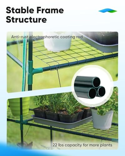 Quictent 56x29x77 in Portable Walk-in Greenhouse Mesh Door 3 Tiers 4 Shelves, Garden Plant Green House for Indoor Outdoor , 8 Stakes 4 Ropes, Clear Quictent