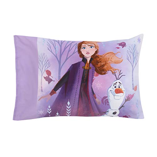 Disney Frozen 2 Lavender, Light Blue and Purple Forest Spirit 4 Piece Toddler Bed Set - Comforter, Fitted Bottom Sheet, Flat Top Sheet, Reversible Pillowcase Disney