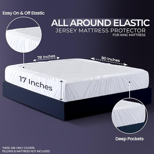 Waterproof Mattress Protector and Pillow Cases, King Size, Includes +2 Zippered Pillow Protectors and 1 Mattress Cover Set, Fitted Sheet Style Deep Pockets with All Around Elastic Utopia Bedding