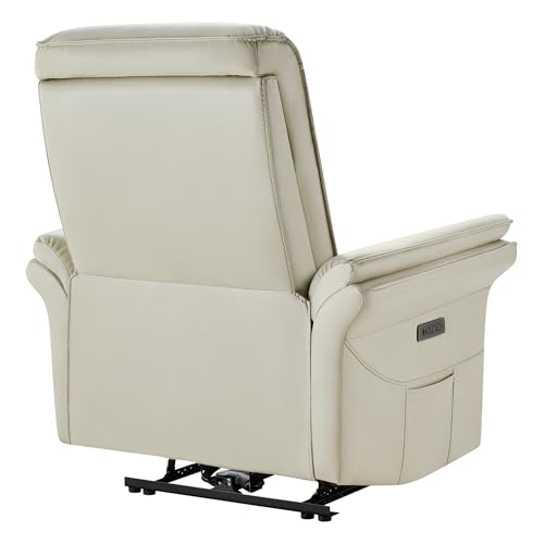 KISLOT Power Recliner Chair with Adjustable Headrest and Footrest, Leather Reclining Chair with USB/Type-C Charging, Modern Electric Recliner for Adults Living Room Bedroom KISLOT