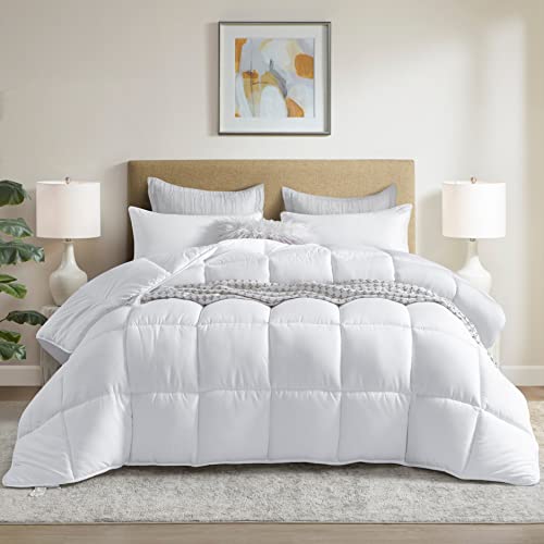 Dorrin Nessin Bedding White Winter Extra Fluffy Twin Size Down Alternative Comforter, Heavyweight All Season Fiberfill Comforter Duvet Insert with 8 Corner Tabs Dorrin Nessin