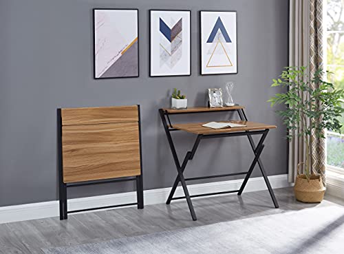 Ball & Cast Folding Computer Desk Foldable Laptop Table 2 Tiers, 32" W, Natural Ball & Cast