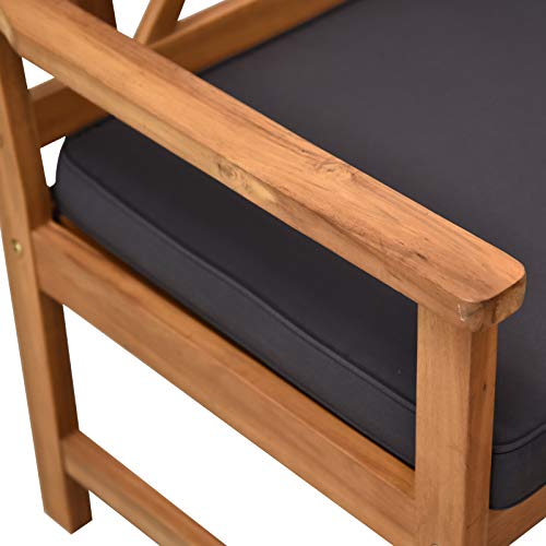 Outsunny 4 Piece Acacia Wood Outdoor Patio Furniture Set with 2 Armchairs, 1 Sofa, & 1 Coffee Table, Cushions Included Outsunny