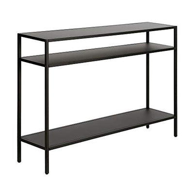 Henn&Hart 42" Wide Rectangular Console Table with Metal Shelves in Blackened Bronze, Entryway Table, Accent Table for Living Room, Hallway