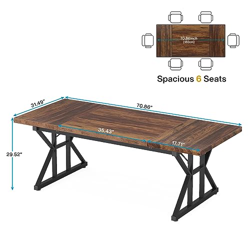 Tribesigns 6FT Conference Table, 70.86 L x 31.49 W x 29.52 H Inches Rectangle Meeting Room Table, Rustic Wood Seminar Table Executive Desk for Office, Conference Room (Black) Tribesigns