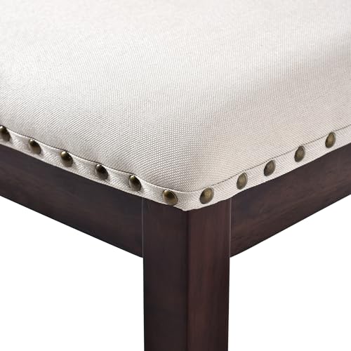 Merax 6-Piece Kitchen Dining Table Set, 60" Rectangular Table with 4 High-Back Tufted Upholstered Chairs & 1 Bench, Rubberwood Legs Modern Elegant Farmhouse for Kitchen Room, Espresso Merax