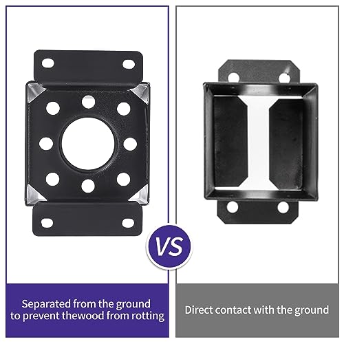 Nrspp 4x4 Post Base 8 Pcs,(Inner Size3.5"x3.5")Wood Fence Pergola Post Bracket, Black Powder Coated Post Anchor,Deck Post Base Support Base Plate Pergola Brackets Fence Kit… Nrspp