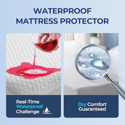 TASTELIFE Queen Size Bed Mattress Protector, Waterproof & Breathable Cooling Mattress Cover & Pad, Deep Pocket Fits 8-21”, Ultra-Soft Washable Sheet Protection TASTELIFE