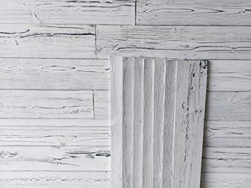 COLAMO 10pack White-Washed Weathered Real Pine Wood Peel and Stick Backsplash Wall Planks, Self Stick On Shiplap Boards Paneling for RV Bedroom Living Room Accent Wall, Adhesive Wooden Wall Panel COLAMO