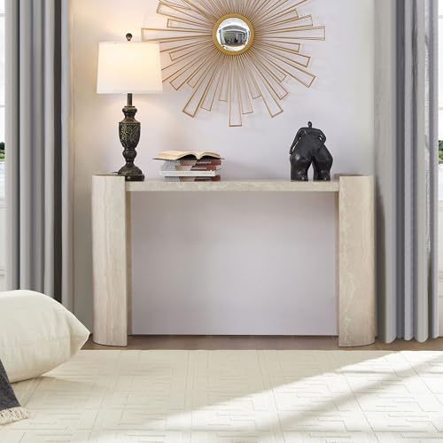 HanStrong 53.15" Faux Marble Pattern Entryway Table - Modern Narrow Console Table for Living Room and Hallway,Beige HanStrong
