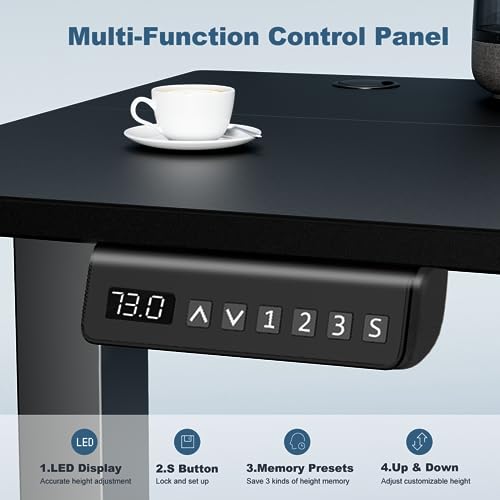 DUMOS 63 Inch Electric Standing Desk Height Adjustable, Sit to Stand Computer Workstations Large Work PC Table Home Office Writing Gaming Desks with Memory Presets for Walking Pad, Bedroom, Black DUMOS