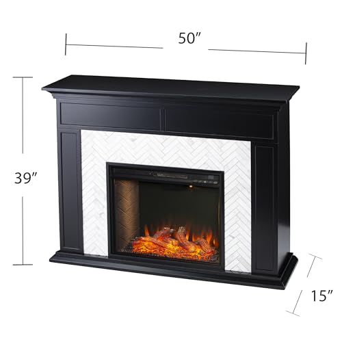 SEI Furniture Torlington Marble Tiled Electric Fireplace - Black SEI Furniture