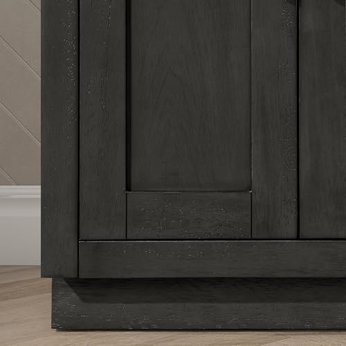 OVE Decors Bailey 60 in. W x 22 in. D x 34.5 in. H Double Sink Bath Vanity in Matte Black Wood with White Engineered Quartz Top OVE Decors