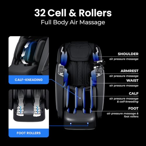 Osaki Vibe 4D l 4D Massage Mechanism l Automatic Body Scan l Deep Calf-Kneading l Space-Saving Technology l 3-Stage Zero Gravity l 32-Cell Full Body Air Massage (Brown) Osaki
