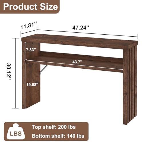 BON AUGURE Entryway Table, Console Table Behind Couch, Wood Sofa Tables with Shelf for Living Room, Farmhouse Entry Tables for Hallway Foyer (Rustic Oak, 47 Inches) BON AUGURE