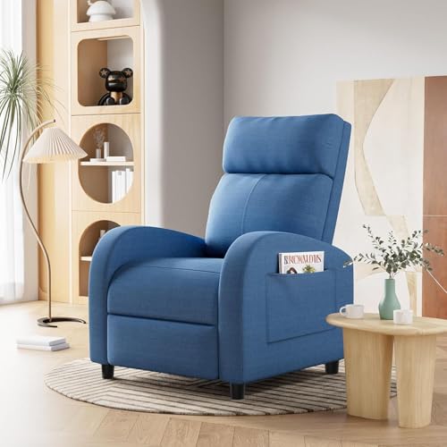 Homall Recliner Chair, Recliner Sofa for Adults, Recliners Home Theater Seating with Lumbar Support, Reclining Sofa Chair for Living Room (Fabric, Dark Blue)