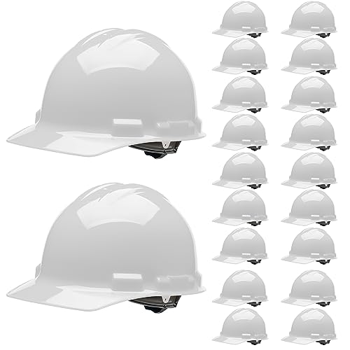 Malta Dynamics Made in US 4 Pt. Suspension Hard Hat, Ratchet Cap Style, Construction Hard Hat for Safety, OSHA/ANSI Compliant (1 Pack, White) Malta Dynamics