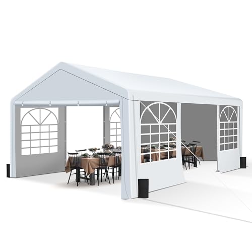 HOWSVN 13'x20' Party Tent Heavy Duty, Large Event Tent with Removable Sidewalls & 4 Sand Bags for Outdoor Events, Weddings, Parties HOWSVN