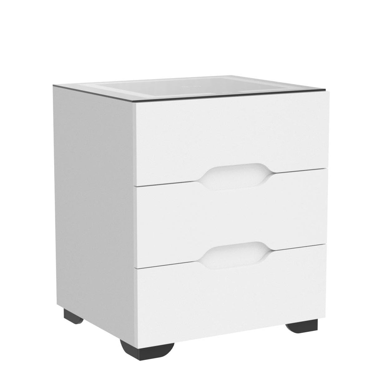 kepptory White Smart Nightstand with Wireless Charging Station & Adjustable LED Lights, High Gloss End Table with 3 Drawers & USB Charging, Bedside Table Organizer for Bedroom Use kepptory