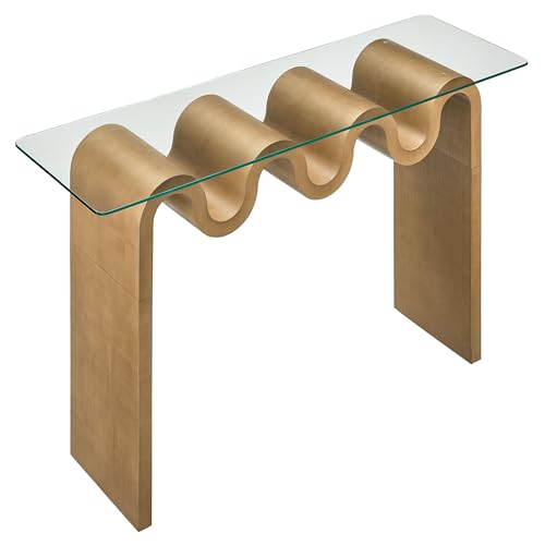 Modway Ondine Glass Console Table in Natural Modway