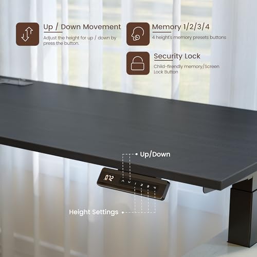 FEZIBO 60" L Shaped Executive Standing Desk with Hutch and Storage Cabinet, Farmhouse Standing Desk with Charging Station, Reversible Home Office Workstation, Antique White FEZIBO