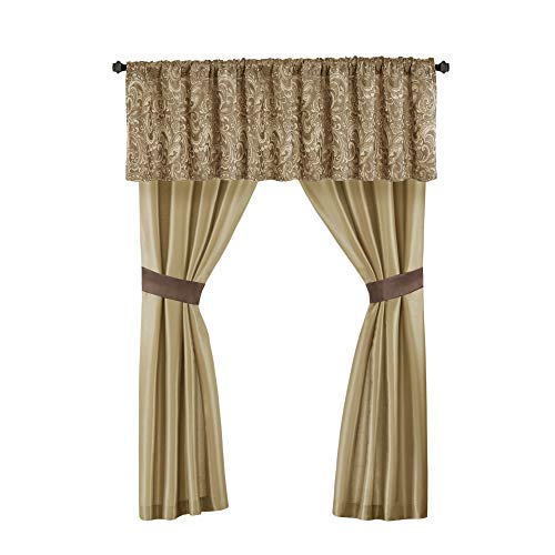 Madison Park Essentials Brystol 24 Piece Room in a Bag Faux Silk Comforter Jacquard Paisley Design Matching Curtains Down Alternative Hypoallergenic All Season Bedding-Set, Queen(90"x90"), Brown Madison Park