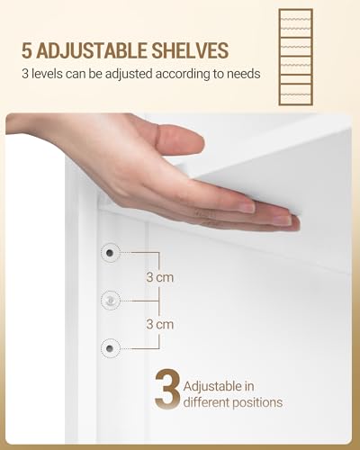 Hzuaneri Shoe Storage Cabinet, 10 Tiers Freestanding Shoe Cabinets, Wooden Shoes Rack with Cubby, 27-30 Pairs, Farmhouse Tall Shoes Cubby Organizer for Entryway, Living Room, White SR52603X Hzuaneri