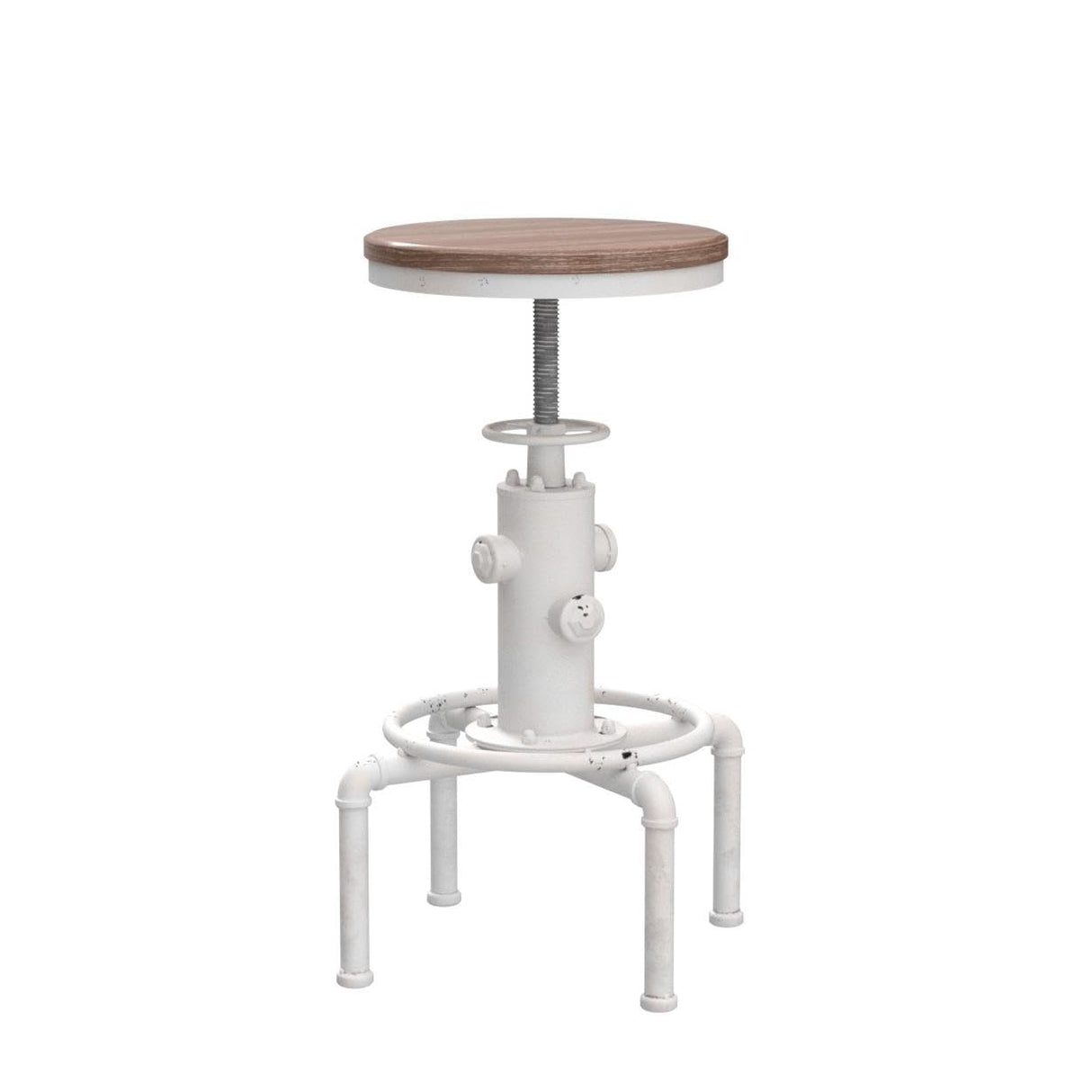 Topower Aged Antique Vintage Industrial Barstool Solid Wood Water Pipe Fire Hydrant Design Cafe Coffee Industrial Bar Stool Set of 2 Antique White Topower
