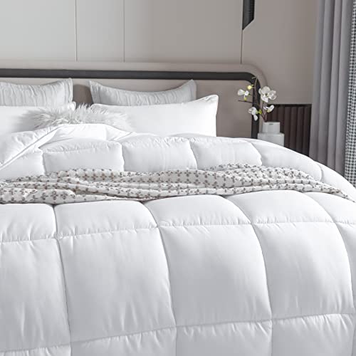 Winter Extra Warm White Queen Size Down Alternative Comforter, Heavyweight All Season Fiberfill Comforter Duvet Insert 90x90 with Corner Tabs - Ultra Soft Brushed Microfiber Shell Dorrin Nessin