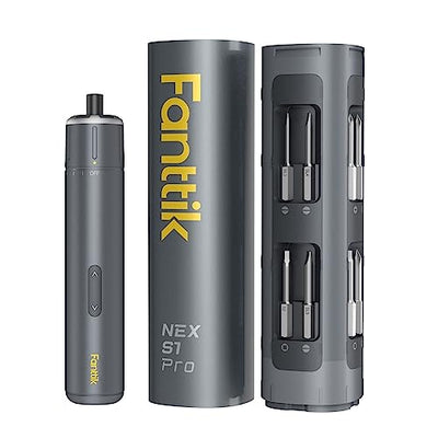 Fanttik S1 Pro 3.7V Electric Screwdriver, Cordless Screwdriver, 16 S2 Metal Bits, 3 Torque Settings, Max 6 N.m, 2000mAh Battery, LED Light, 1/4''Hex, Idea Tool for Furniture/Desktop Computer