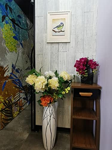 COLAMO 10pack White-Washed Weathered Real Pine Wood Peel and Stick Backsplash Wall Planks, Self Stick On Shiplap Boards Paneling for RV Bedroom Living Room Accent Wall, Adhesive Wooden Wall Panel COLAMO