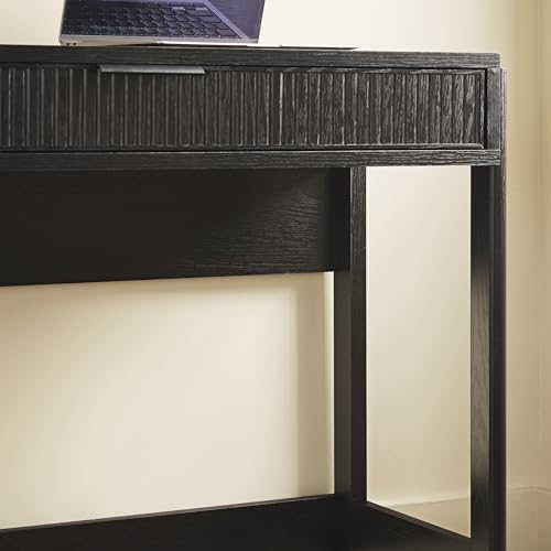 Walker Edison Office Writing and Computer Desk Spacious Desktop, Complementary in Living Spaces, 38 Inch, Reeded Black Walker Edison