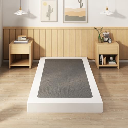 EMODA 5 Inch Twin Box Spring Bed Base, 1500 LBS Heavy Duty Metal Mattress Foundation with Fabric Cover, Easy Assembly EMODA