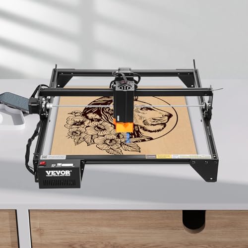 VEVOR 20W Output, Laser Engraving Cutter Machine, 13.7 x 15.7 in/35 x 40 cm Working Area, 10000 mm/min Movement Speed, Compressed Spot with Eye Protection, for Wood, Certain Metal, Black VEVOR