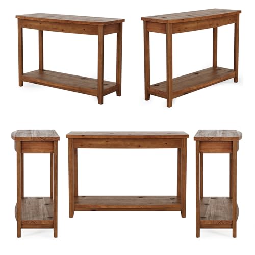 TRIBEWOOD Solid Wood Console Table, 41.3" Farmhouse Entryway Table with Storage Shelf for Living Room, Behind Couch, Hallway & Foyer (Vintage) TRIBEWOOD