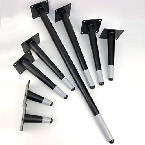 Black Gray Furniture Table Leg,Iron Round Tapered Sofa Legs,Slant Metal Cabinet Feet Furniture Leg Hardware,Replacement for Coffee Table Cupboard Chair,Height 10-72cm,4 Pack (72cm/28.3inch) (Black,gr WoodArtSupply