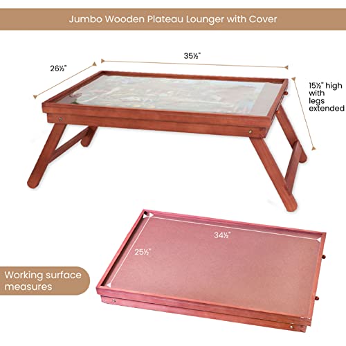 Bits and Pieces - Jumbo Puzzle Plateau Lounger with Cover, Legs, and Storage Drawers - 1500 pc Puzzle Accessories - Portable Puzzle Table - 25½”x 34½” Bits and Pieces