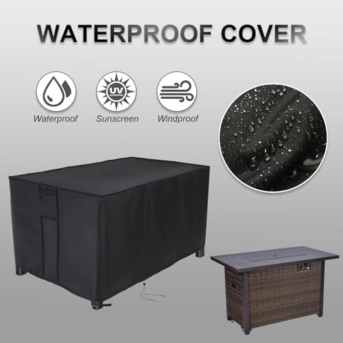 9 Pieces Patio Furniture Set with Fire Pit Table, Outdoor Rattan Sectional Sofa- All Weather High Backrest Wicker Couch Conversation Set with Waterproof Cushion for Backyard balcony Porch (Grey) Grezone