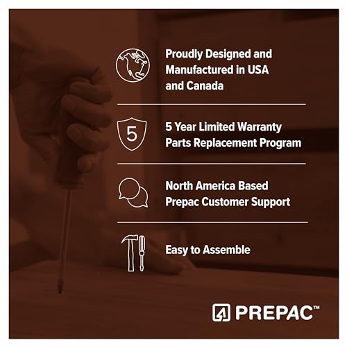 Prepac 3 Column Tall Cabinet Media Storage, Triple Width Wall, Cherry/Black Prepac