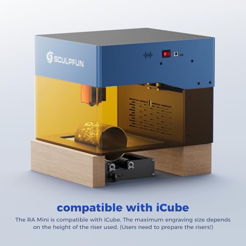 SCULPFUN RA Mini Laser Rotary Roller with Bracket, Y-Axis Rotary Roller 360° Rotation for Engraving Cylindrical Objects Cans Cups Bottles, Compatible with iCube, iCube Ultra and C1 Laser Engraver SCULPFUN