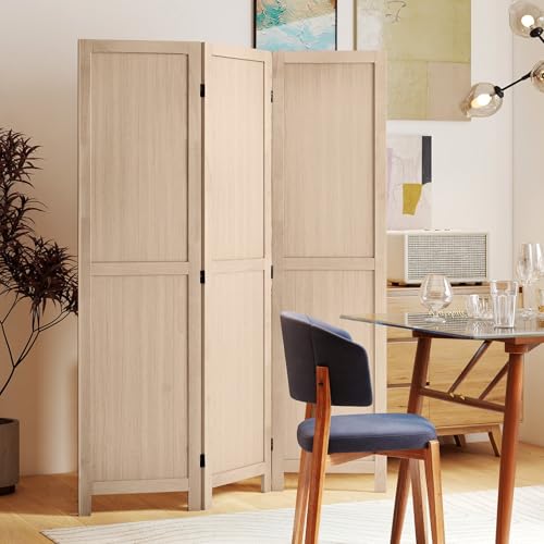 Giantex 3 Panel Folding Room Divider 67" Tall, Freestanding Wooden Privacy Screen, Divider for Room Separation, Space-Saving Wall Partition for Bedroom, Home Office, Studio – No Assembly Giantex