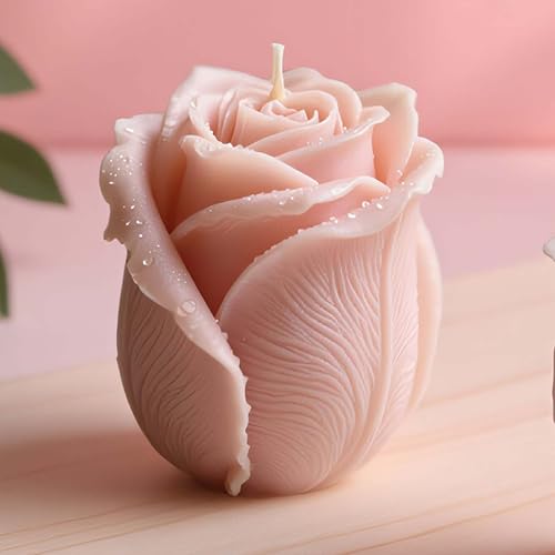Large Tulip Bud Flower Succulent Leaves Cylinder Molds Silicone Wave Spiral Candle Mold - Silicone Resin Casting Molds for Candle & Resin & Soap Craft Supplies