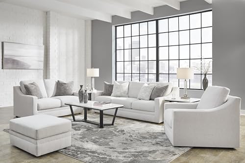 Signature Design by Ashley Maitelynn Contemporary Sofa with Accent Pillows, Reversible Cushions and Sloped Arms, Light Gray Signature Design by Ashley