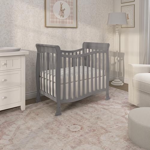 Dream On Me Violet 4-in-1 Convertible Mini Crib in Steel Grey, Greenguard Gold Certified, JPMA Certified, 3 Position Mattress Height Settings, Non-Toxic Finish