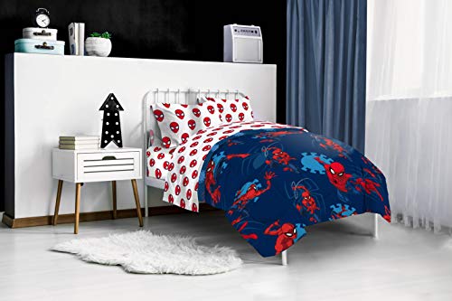 Jay Franco Marvel Spiderman Spidey Daze 5 Piece Queen Bed Set - Includes Reversible Comforter & Sheet Set Bedding - Super Soft Fade Resistant Microfiber (Official Marvel Product) Jay Franco