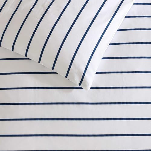 Nautica - Full/Queen Duvet Cover Set, Super Soft Cotton Bedding with Matching Sham(s), Casual Bedding Set, Oeko-Tex Certified (Brenton Stripe Navy, Full/Queen) Nautica