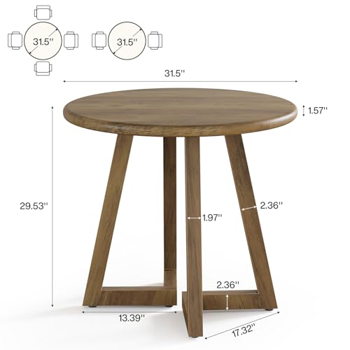 Tribesigns Small Round Conference Table for 4 People, 31.5-Inch Office Table, Reception Desk for Conference Room, Negotiation Room (Brown) Tribesigns